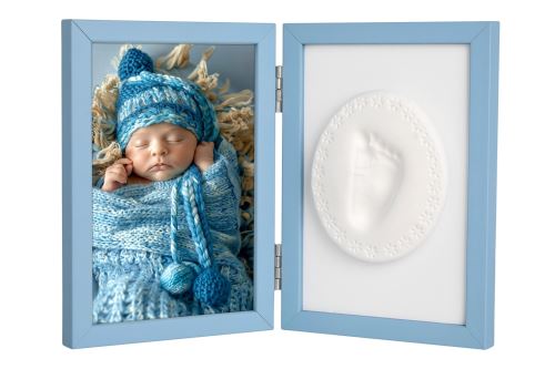 Baby Odtlačok - Dvojitý rámček s modelínou pre odtlačok ručičky alebo nožičky, modrý (2)