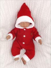 Z&Z Dětský pletený overálek s kapucí Baby Santa, červený (3)