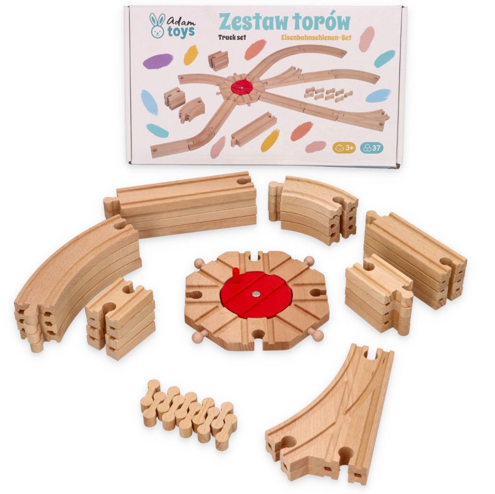 Drevená súprava koľajníc, 37 dielov – Adam Toys