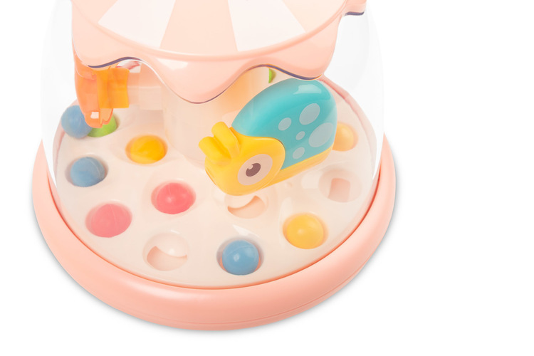 Toyz Edukačná hračka Vlčík so zvieratkami – ružová, kolotoč, 6m+