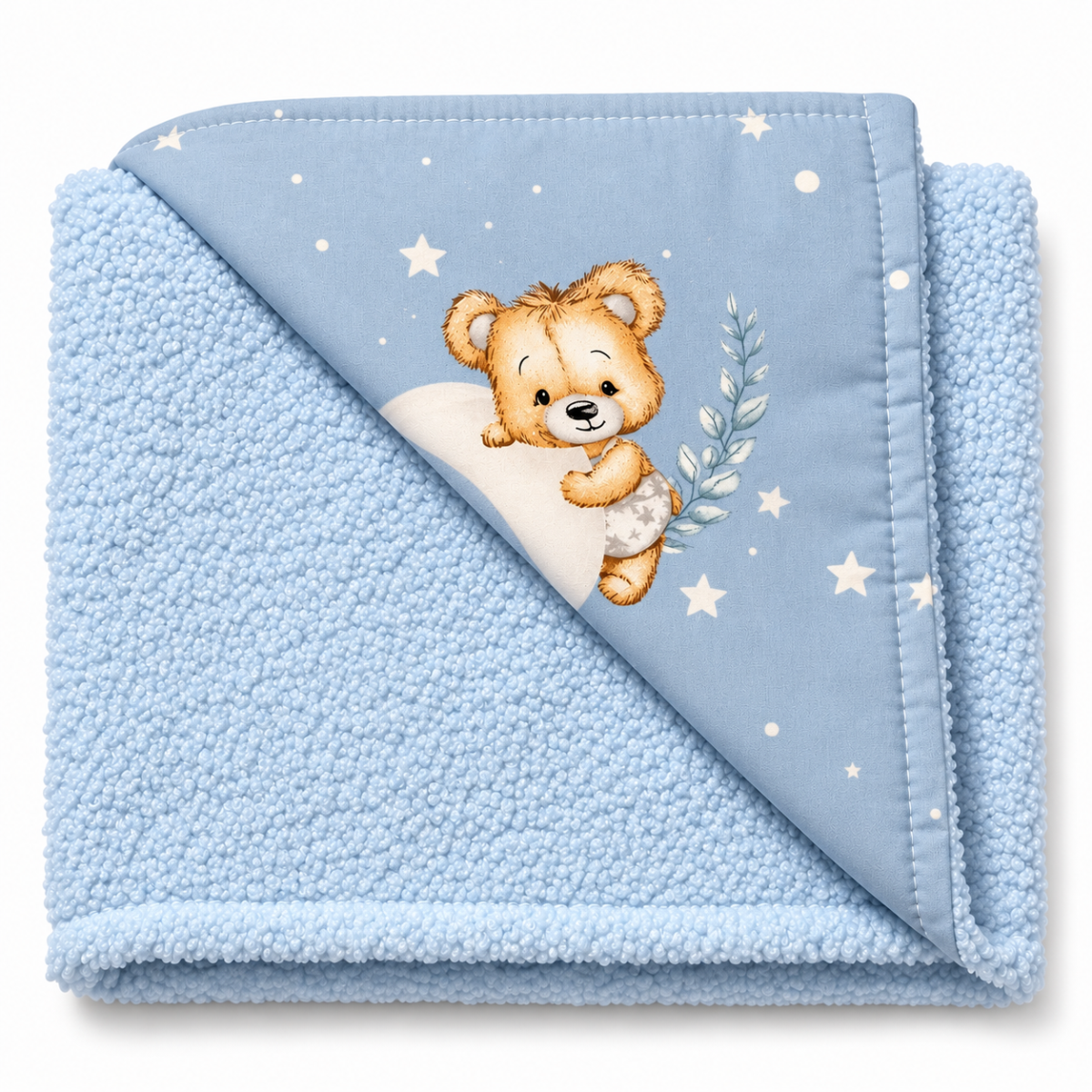 Detská luxusná obojstranná deka 90x75 cm, Sleep Teddy, modrá