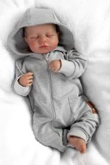 Teplákový overal s kapsičkou a kapucí BOY, Baby Nellys, šedý (4)