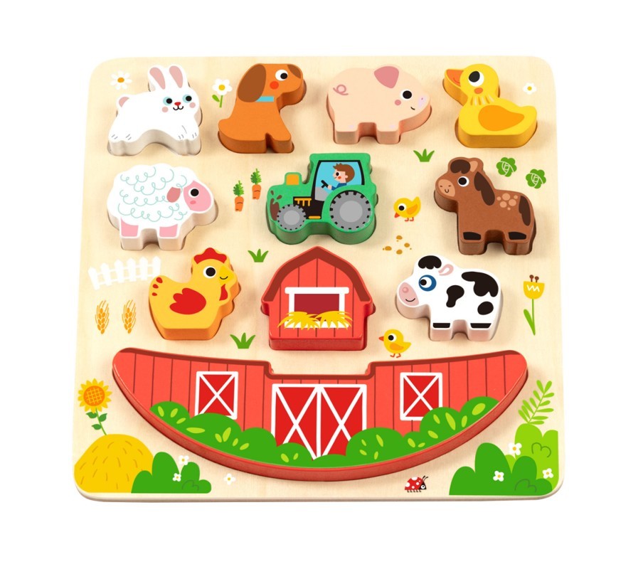 2Kids Toys Balančné puzzle Farma 2v1 – vkladačka + hra, certifikované drevo, 18m+