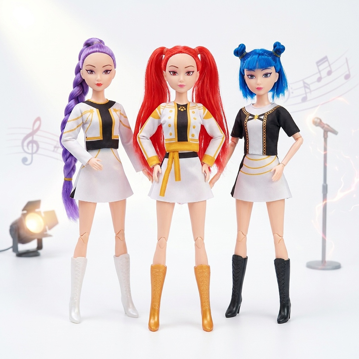 Súprava figúrok Demon Hunters K-pop Spievajúce Glamour 3ks 30 cm