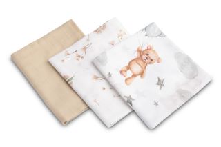 Mušelínové mäkké plienky LUX, 3ks, Bear, biela/béžová (574904)