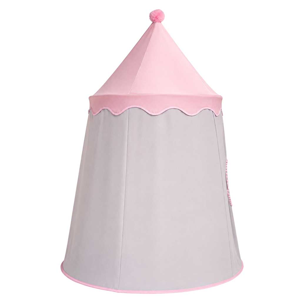 Detský stan Zámok skladací sivo-ružový, tipi