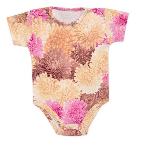 Body kr. rukáv Astry, bavlna, zapínání u krku, Mrofi, růžová/ecru (1)
