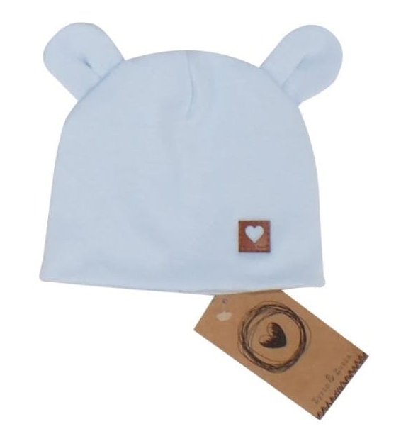 Z & Z Dvojvrstvová bavlnená čiapočka LOVE TEDDY, sv. modrá, vel. 80/86