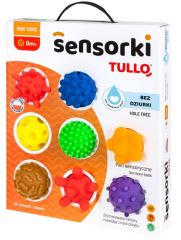 Tullo Senzorické loptičky farebné 8 ks bez dierok – 59–77 mm, 0m+ (1)