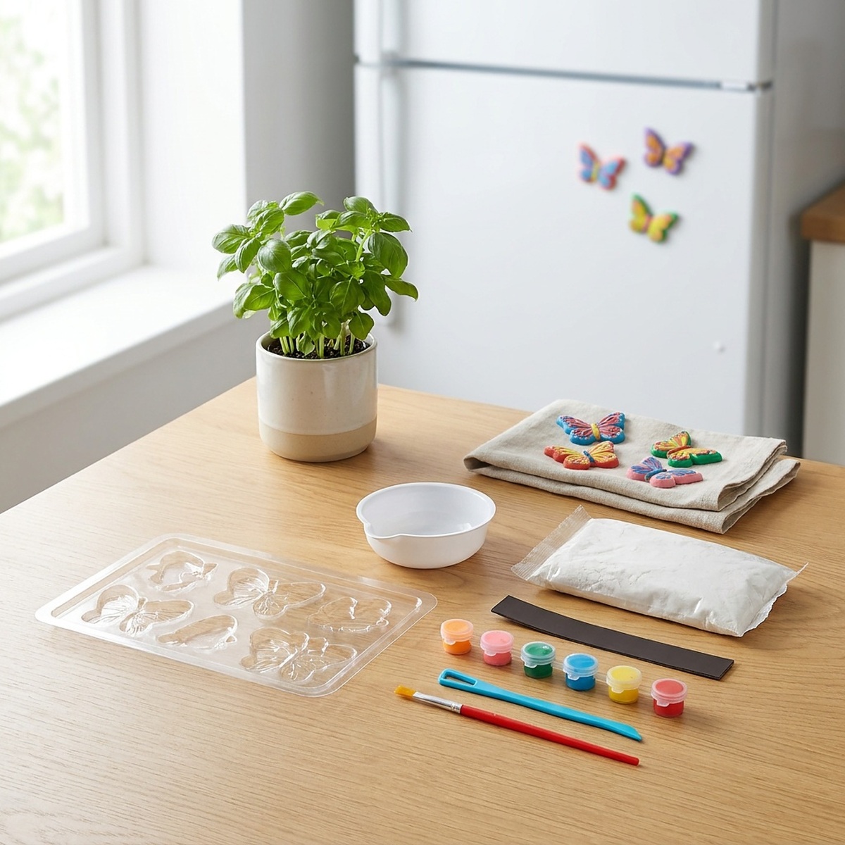 Kreatívna sadrová sada DIY Motýliky - magnety na chladničku