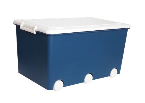 Box na hračky Tega Baby 60 l – úložný box s vekom a kolieskami, modrý