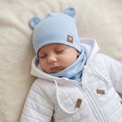 Z & Z Dvojvrstvová bavlnená čiapočka LOVE TEDDY, sv. modrá (3)