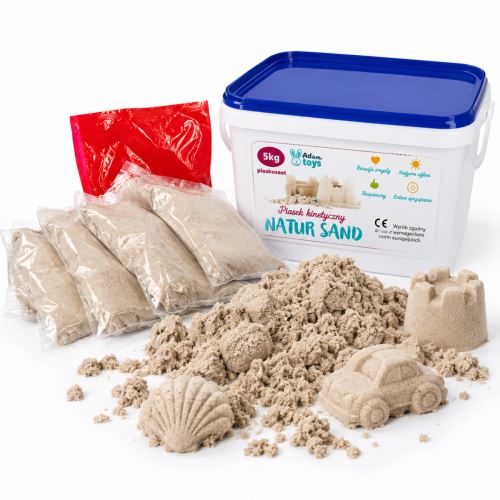 Adam Toys, Kinetický piesok prírodný - 5kg + nafukovacie pieskovisko (7)