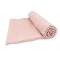 Mušelínová plienka 120×120 cm – bavlna, dvojitá gáza, pudrová Mušelínová plienka 120×120 cm – bavlna, dvojitá gáza, pudrová