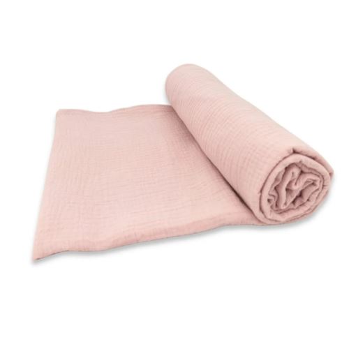 Mušelínová plienka 120×120 cm – bavlna, dvojitá gáza, pudrová