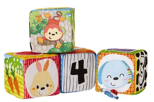 Látkové kocky Smile Play, 9,5 cm v kabičce 4ks (1)