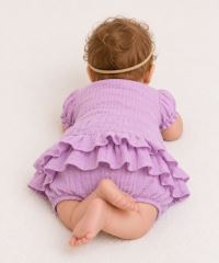 Baby Nellys 3-dílná mušelínová soupravička, body, kraťasky + čelenka GIRL, lila (6)