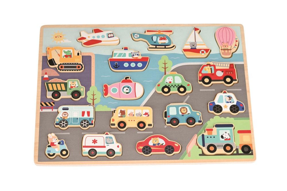 Dřevěné 3D puzzle Doprava, velké – Lelin