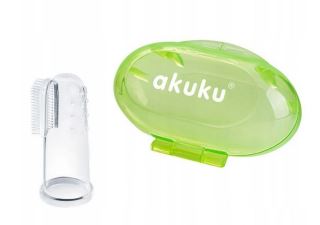 AKUKU Zubná kefka s puzdrom - silikónová zelená