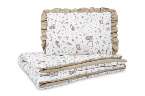 Set do postieľky Forest, bavlnený 75 × 95 cm + vankúšik 25 × 35 cm, béžová
