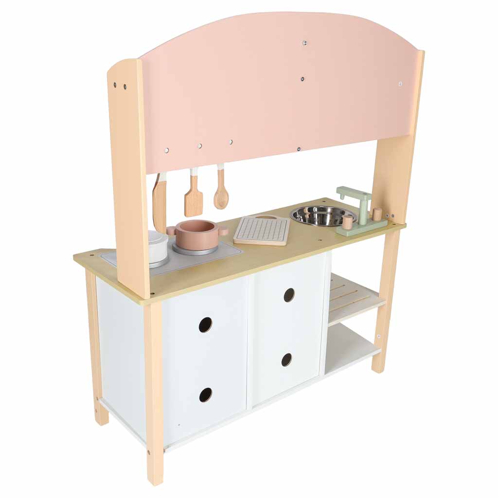 Detská drevená kuchynka Modern Classic 82 cm – ružová