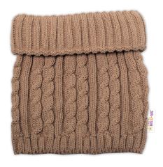 Pletená zimná čiapka s brmbolcom + komínček BABY NELLYS - bežová,veľ. 48-52cm (4)