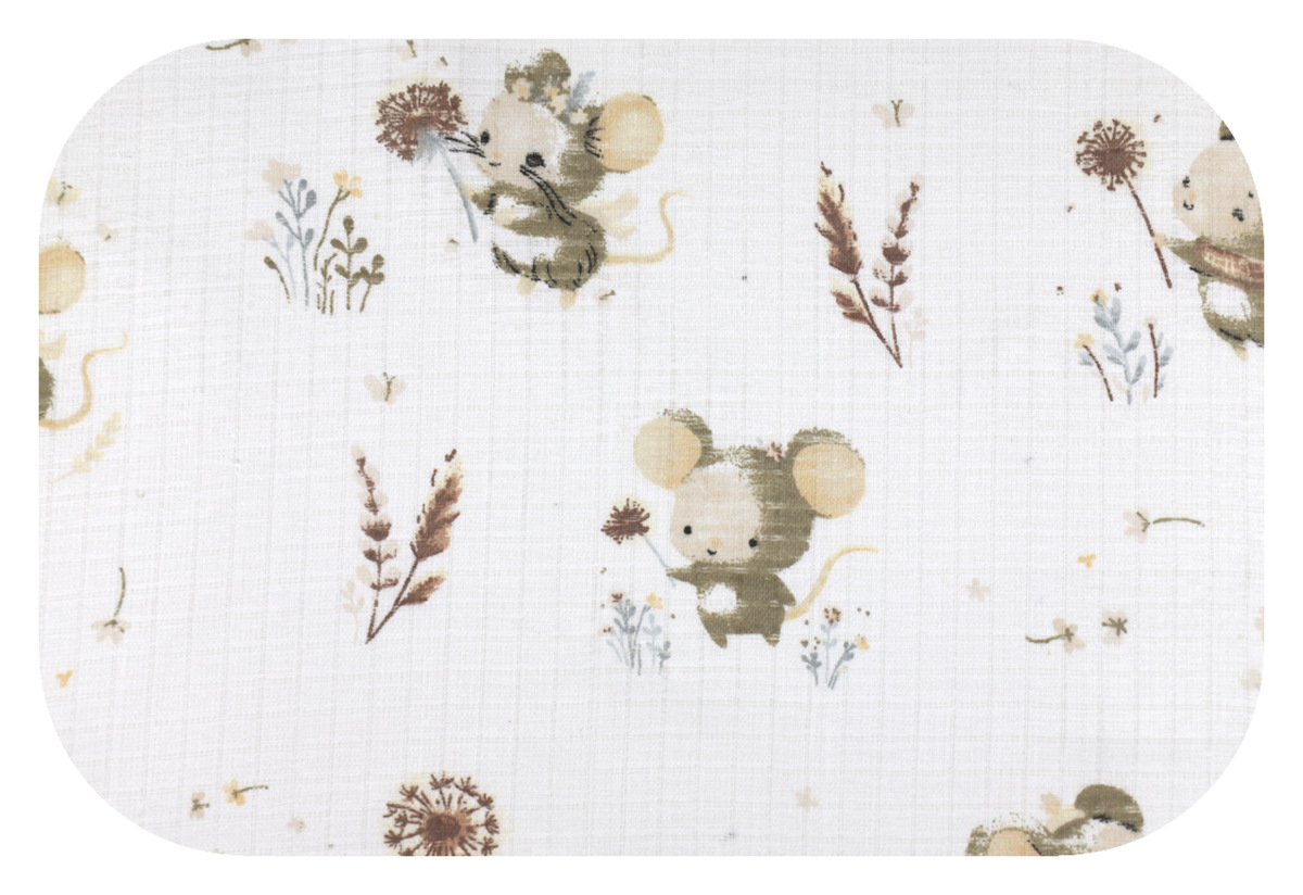 Tetrová plienka 70×80 cm Basic, 100% bavlna, Myška a púpava - 1 ks