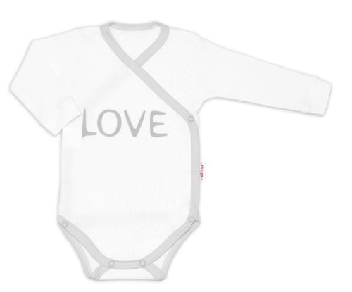 Body dlouhý rukáv Love - zapínání bokem, bílé