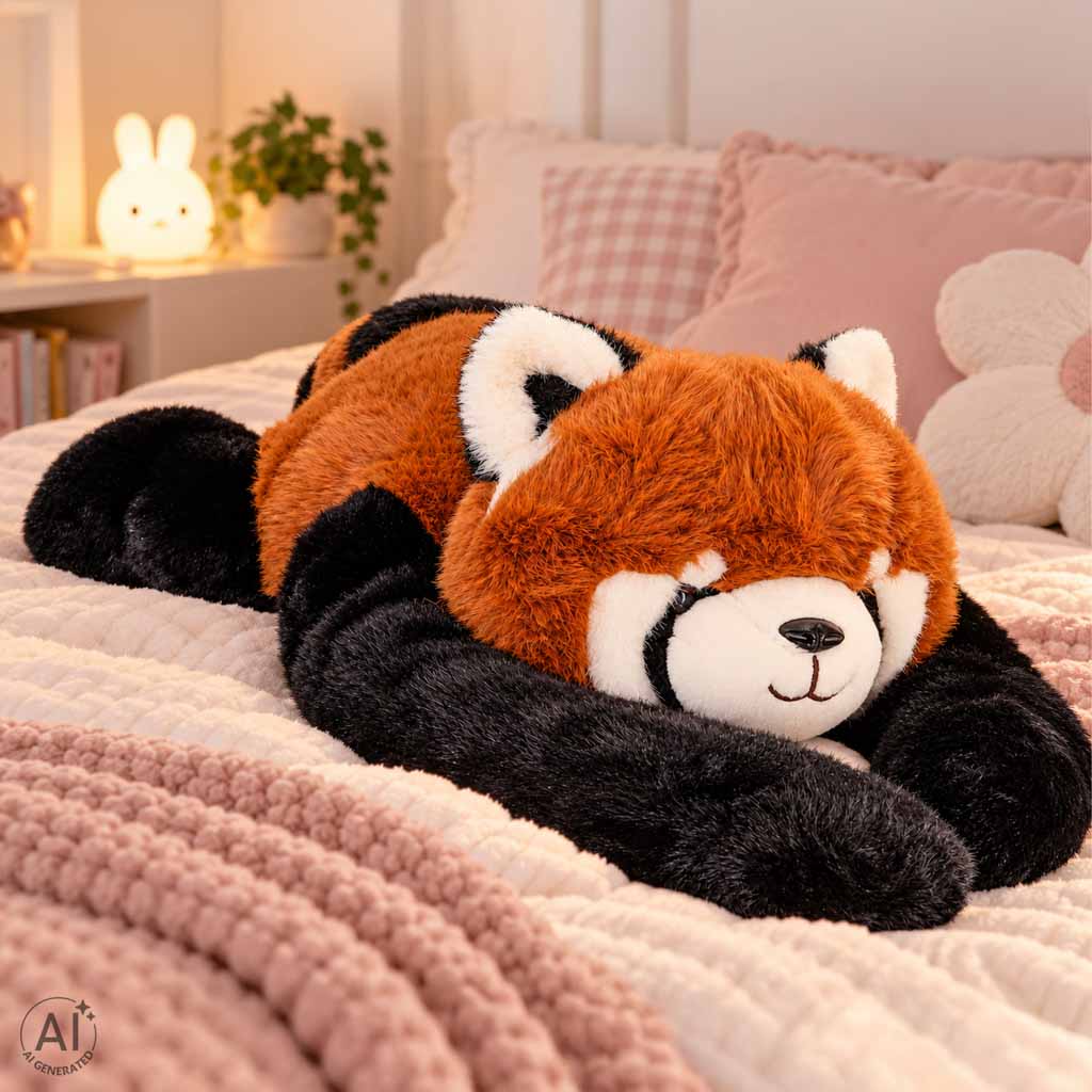 Záťažová plyšová panda červená 1,5 kg – záťažové labky, 65 cm, 3+