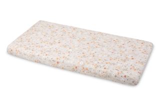 Plachta do postieľky 120x60 s gumou – bavlnená, detská, kvietky béžové (1)