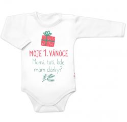 Moje 1. Vánoce, Mami, tati, kde mám dárky,body dlouhý rukáv Baby Nellys, bílé Moje 1. Vánoce, Mami, tati, kde mám dárky,body dlouhý rukáv Baby Nellys, bílé