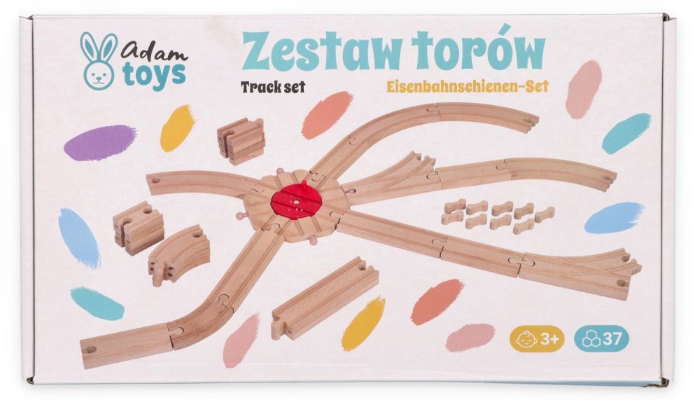 Drevená súprava koľajníc, 37 dielov – Adam Toys