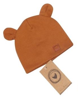Z & Z Dvojvrstvová bavlnená čiapočka LOVE TEDDY, medová horčica, veľ. 68/74