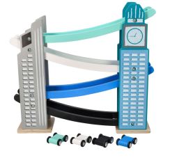 Drevený mrakodrap so šmykľavkou pre autíčka, Adam Toys Drevený mrakodrap so šmykľavkou pre autíčka, Adam Toys