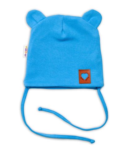 Bavlněná dvouvrstvá čepice s oušky na zavazování TEDDY - modrá, Baby Nellys (417914)