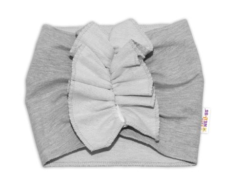 BABY NELLYS Dětská čelenka Turban, šedá (1)