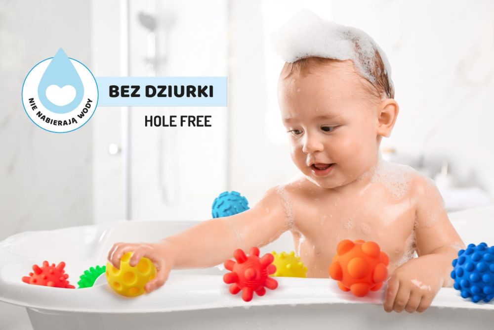 Tullo Senzorické loptičky farebné 8 ks bez dierok – 59–77 mm, 0m+