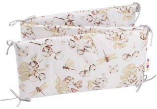Baby Nellys 3-dielna sada Mantinel s obliečkami COTTON Premium, biela/béžová