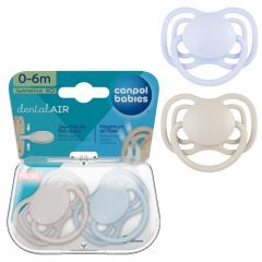Cumlík Dental Air 0–6 m symetrický silikónový 2 ks – ortodontický, modrý, béžový (2)