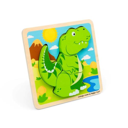 Bigjigs Toys Drevené vkladacie puzzle T-Rex