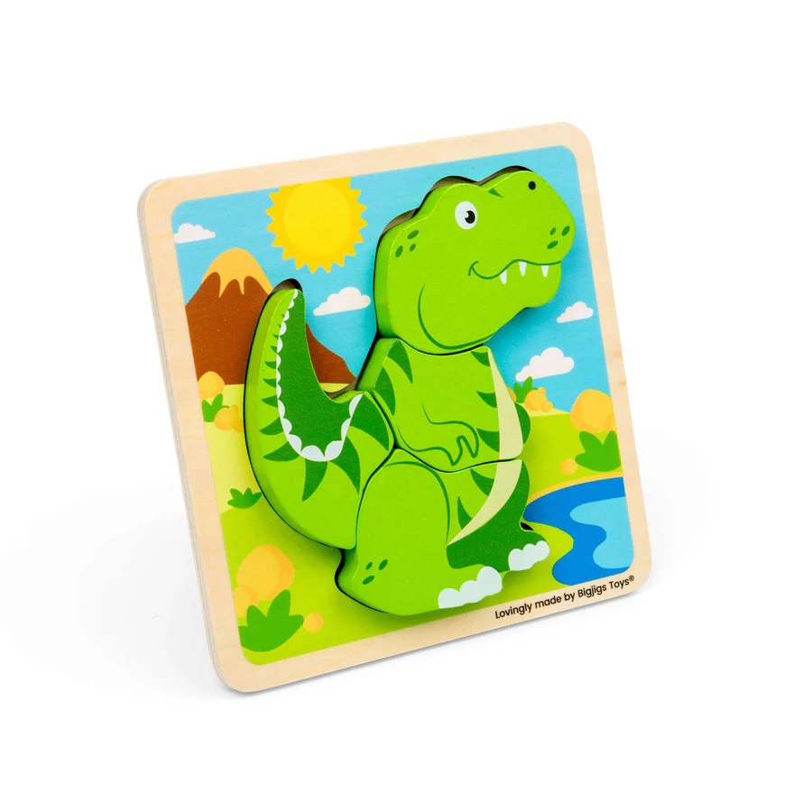 Bigjigs Toys Drevené vkladacie puzzle T-Rex