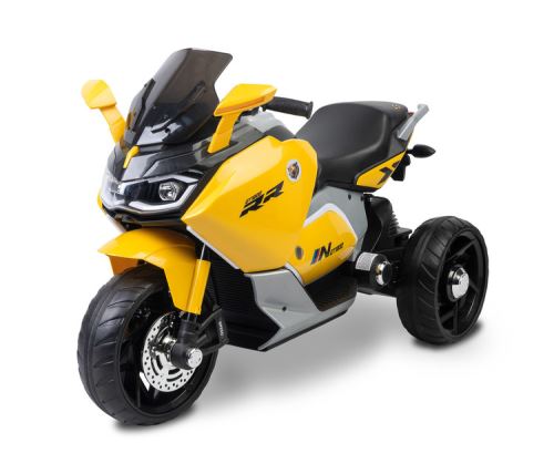 Elektrická trojkolka pre deti TOYZ – 2 motory, LED, USB, žltá