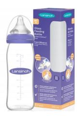 Sklenená fľaštička Lansinoh Natural Wave - 240 ml so cumlíkom veľ. M, fialová (1)