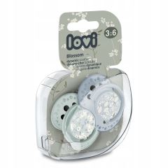 Dynamický cumlík 3–6 m, 2 ks, silikónový, symetrický, nenarúša sací reflex, Blossom blue (4)