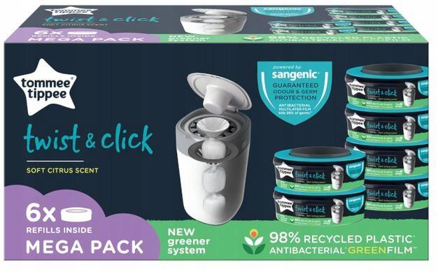 Sangenic / Tommee Tippee kazety Twist & Click náhradná náplň 6 ks