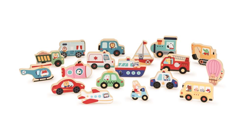 Dřevěné 3D puzzle Doprava, velké – Lelin