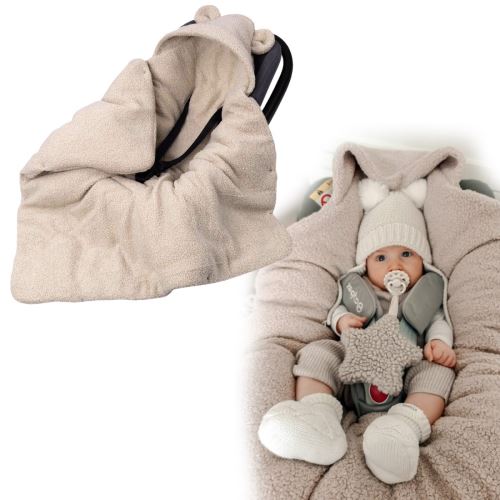 Oteplený fusák, deka s kapucňou do autosedačky Baránok, Baby Nellys - béžový (7)