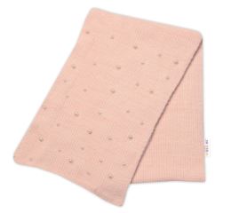 Zimná čiapka s brmbolcom + šál, Pearls, Baby Nellys - púdrovo ružová, veľ. 54/58 (2)
