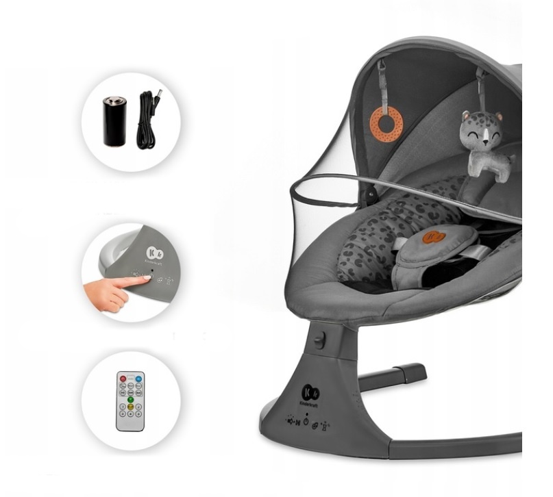 Hojdacie lehátko s melódiou 2v1 Lumi, Premium Dark grey