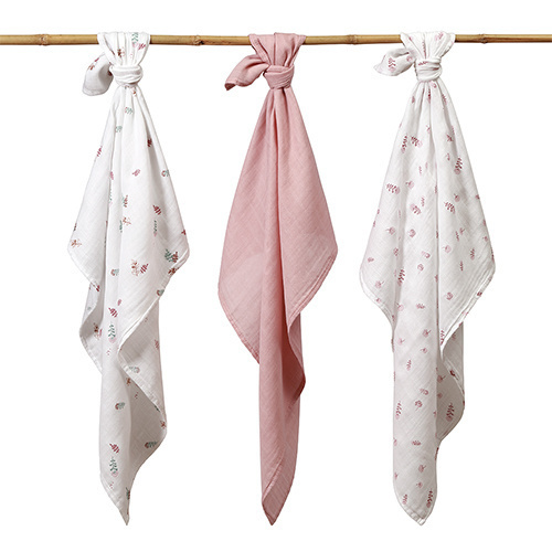 Mušelínové plienky BabyOno, Super Soft ružové, 100% bavlna, 3 ks x 70x70 cm, Nature
